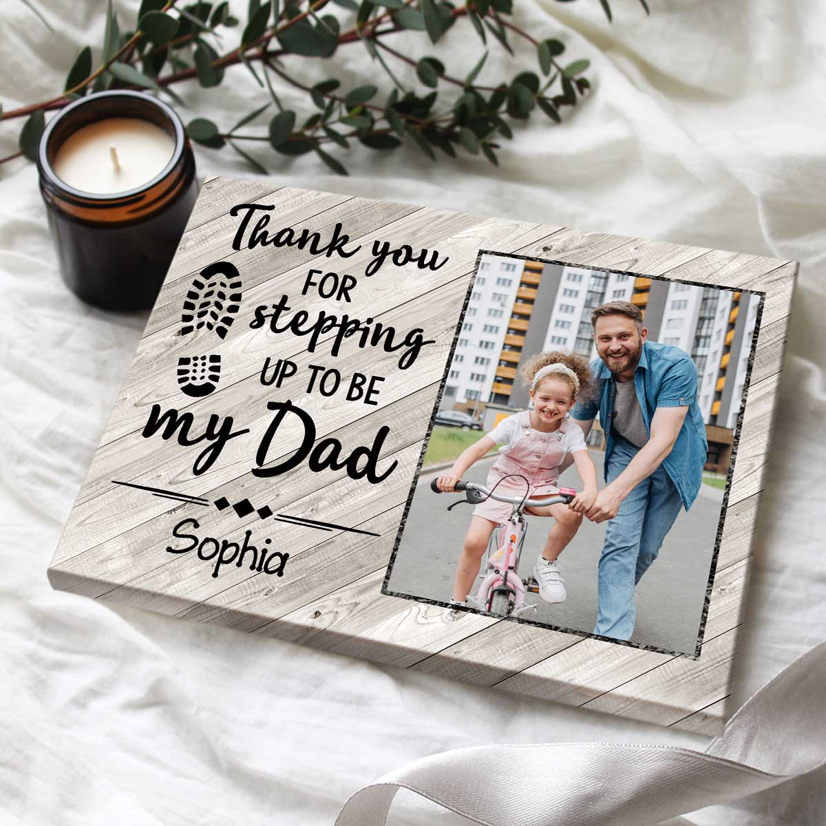Thank You For Being My Dad - Personalized Canvas - Gift For Step Dad, Bonus Dad, Father's Day, Birthday Gift