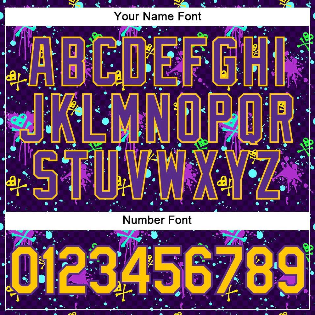 Custom Graffiti Pattern Royal-Old Gold 3D Authentic Baseball Jersey