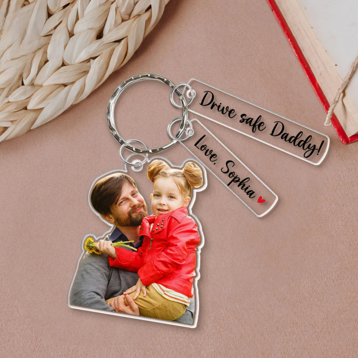 Custom Daddy Photo Acrylic Keychain, Father's Day Gift For Dad, From Son Daughter, Custom Baby Photo Keychain, Drive Safe Daddy,New Dad Gift