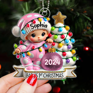 Baby First Christmas 3D Effect Personalized Acrylic Ornament, Baby Boy Girl Gift for Couples, New Parents Keepsake, Gift for Newborn