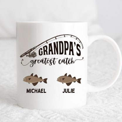 Personalized Grandpa Fishing Mug, Grandpa Birthday, Grandfather Mug, Gift for Grandpa from Grandkids