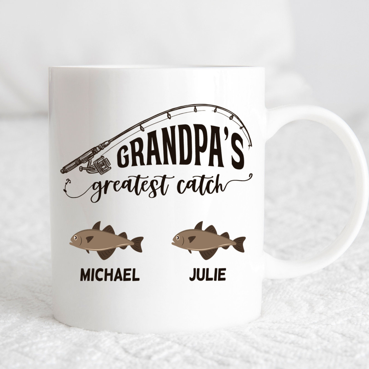 Personalized Grandpa Fishing Mug, Grandpa Birthday, Grandfather Mug, Gift for Grandpa from Grandkids
