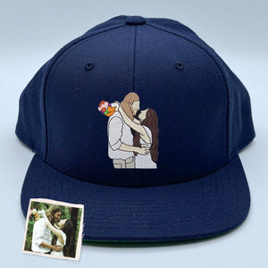Embroidered Photo Couple Portrait - Personalized Embroidered Cap - Gift For Couple, Valentine's Day Gift
