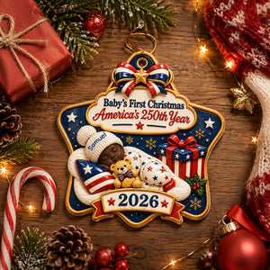 Freedom Baby's 1st Christmas Newborn Ornament- Real 3D Raised Ornament