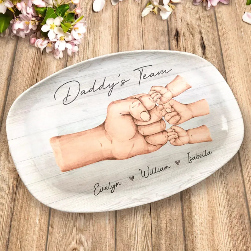 Daddy's Team - Personalized Platter - Gift For Dad, Grandpa, Father's Day