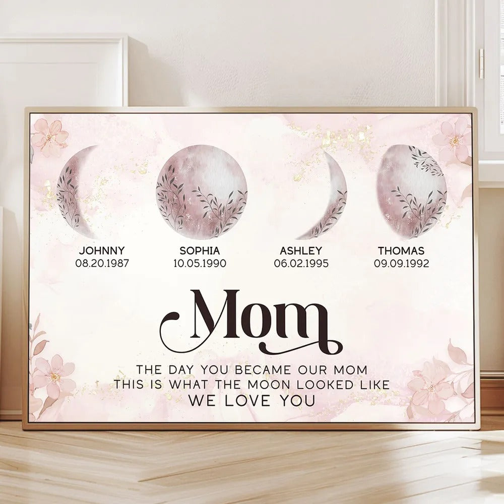This Is What The Moon Looked Like The Day You Became Mom - Personalized Canvas - Gift For Mom, Mother's Day, Birthday Gift