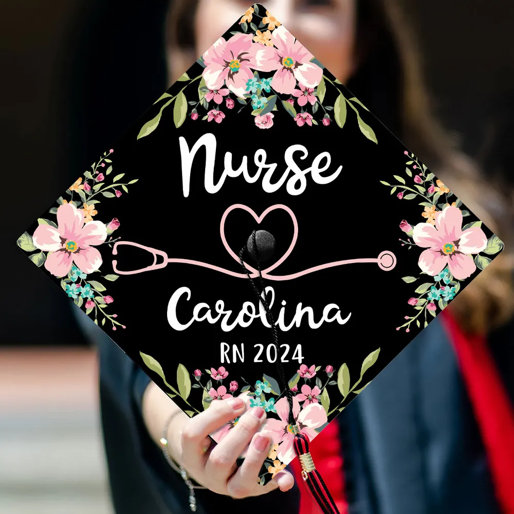 Nurse Graduation Gift Floral Theme - Personalized Graduation Cap Topper - Graduation Gift