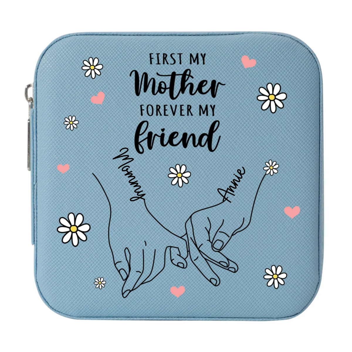 First My Mom Forever My Friend - Personalized Square Jewelry Box - Gift For Mom, Mother's Day, Birthday Gift