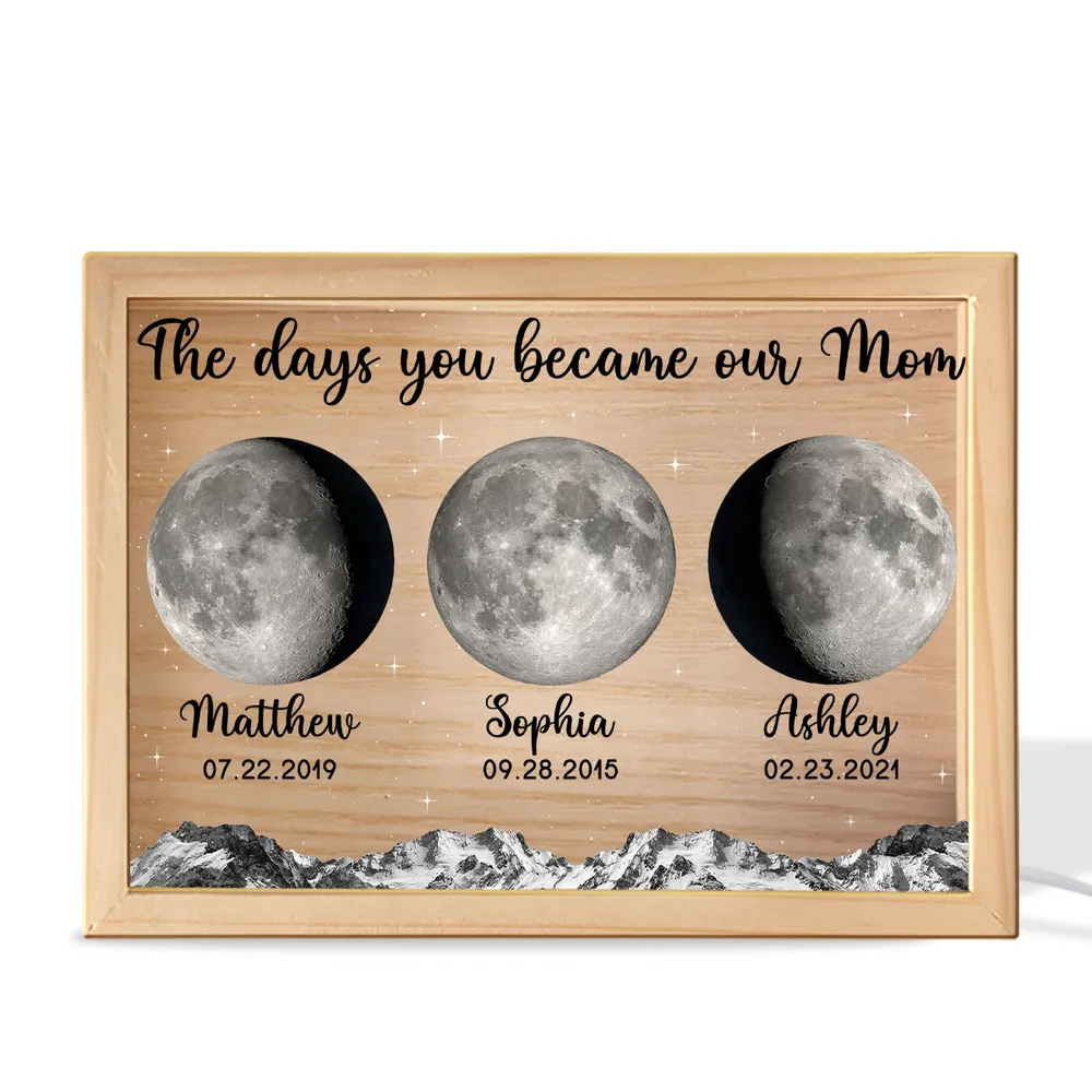 The Day You Became My Mom Custom Moon Phase - Personalized Light Frame - Gift For Mom, Mother's Day, Birthday Gift