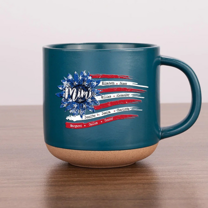 American Mama - Personalized Pottery Mug - Gift For Mother, Grandma, Mother's Day, Birthday Gift
