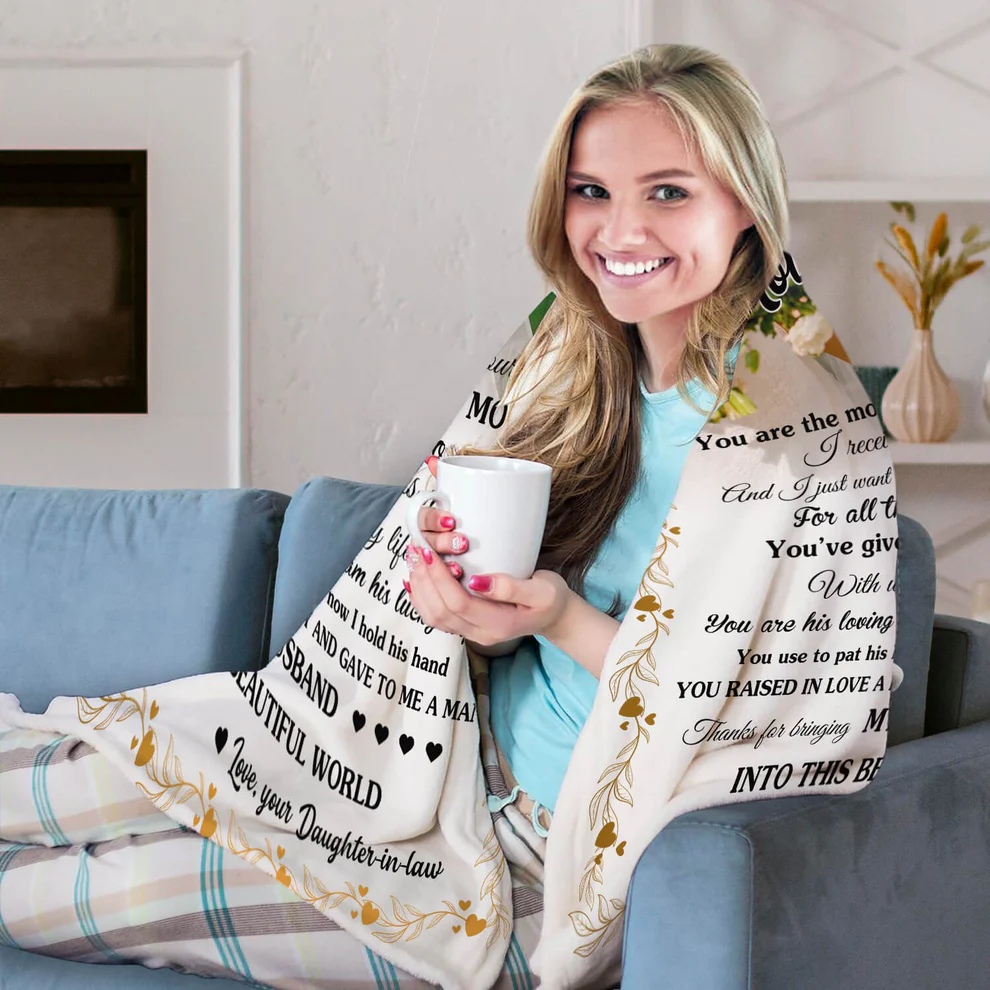 To my mother-in-law - Personalized Blanket - Mother's Day, Birthday gift for Mother-in-law