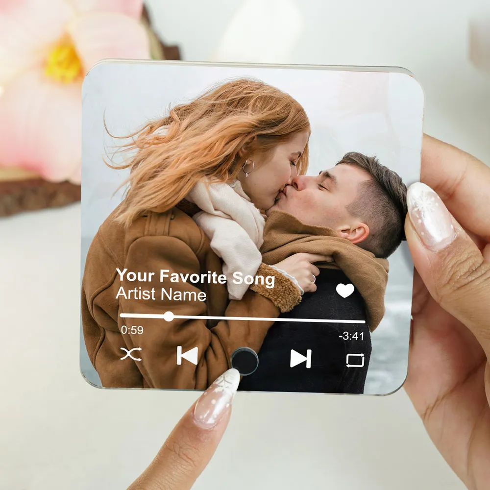 Custom Couple Photo & Favorite Song - Personalized Music Fridge Magnet - Gift For Couple
