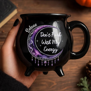 Witchy Boss Energy - Personalized Halloween Black Ceramic Witch Mug - Halloween Gift For Family, Sisters, Friends, Siblings