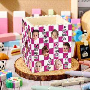 Personalized Baby Face Photo Building Block Pen Holder, Best Dad Ever Puzzle Block, New Dad Gift, Fathers Day Gift For Dad, Papa