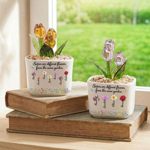 Sisters Are Different Flowers - Personalized Custom Glass Everlasting Tulips