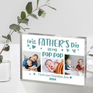 First Fathers Day As Pop Pop Acrylic Plaque, New Pop Pop Personalized Gift, First Fathers Day As Grandpa, New Grandfather Gift