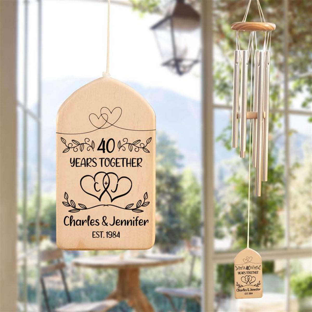 Personalized 40th Anniversary Wind Chime, Couples Anniversary Chime, 40th Anniversary Gift, Wedding Anniversary Gift, Custom Couple Names