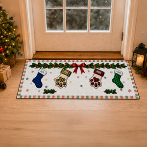 Christmas Family Stockings With Names - Personalized Runner Rug