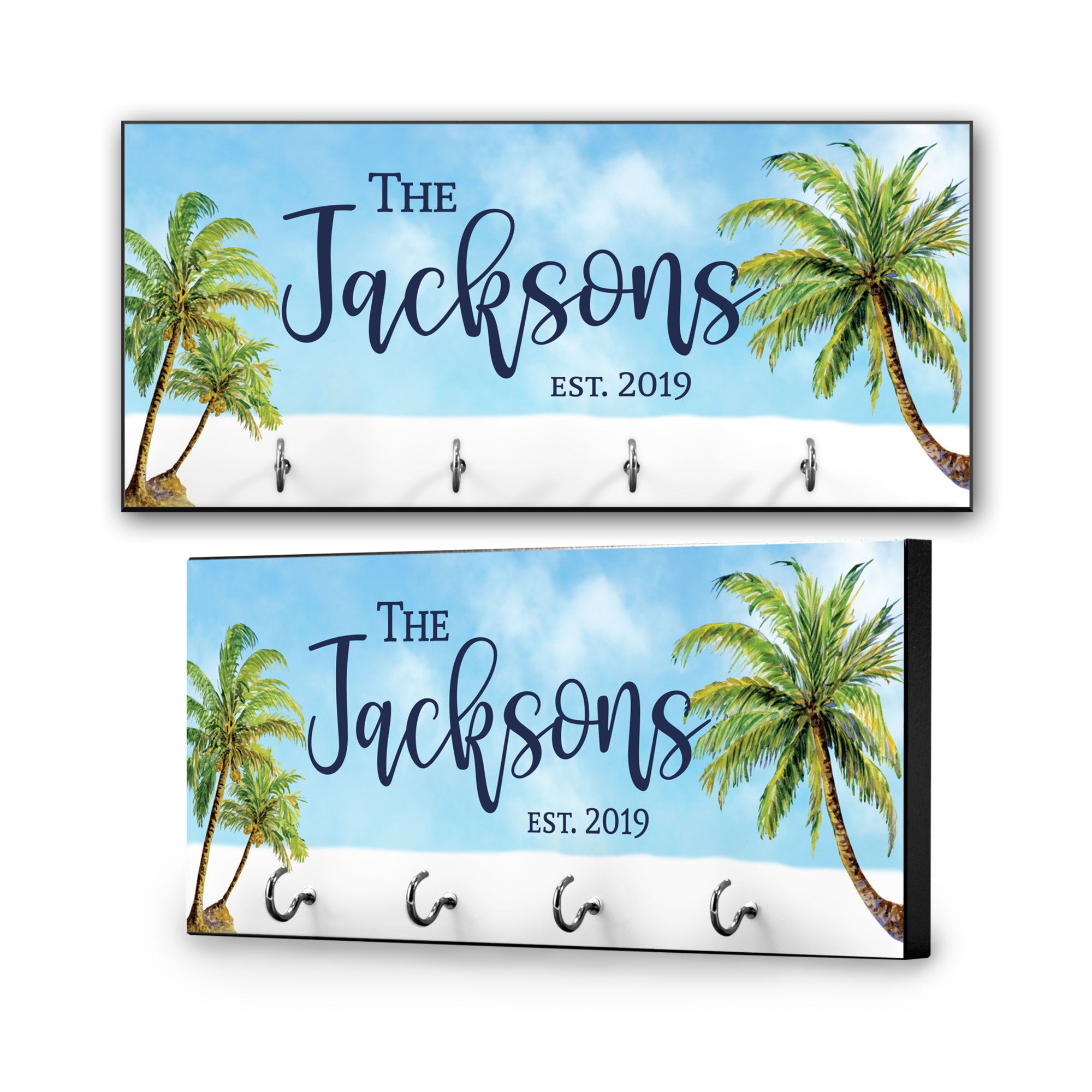 Personalized Key Holder for Wall, Beach House Decor