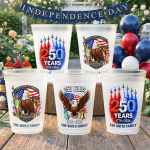 Proud American Roots - Personalized Frosted Cups - America 250th Anniversary Gifts For Family