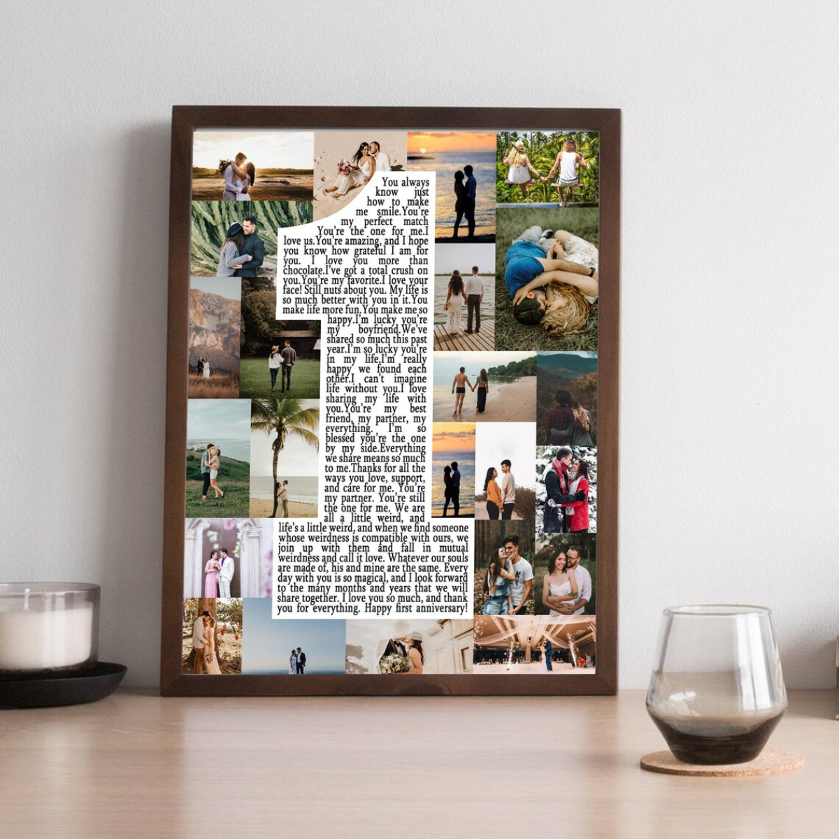 Custom First Anniversary Collage Canvas, One Year Anniversary Gifts for Couple, 1 Year Anniversary Gift for Boyfriend Girlfriend