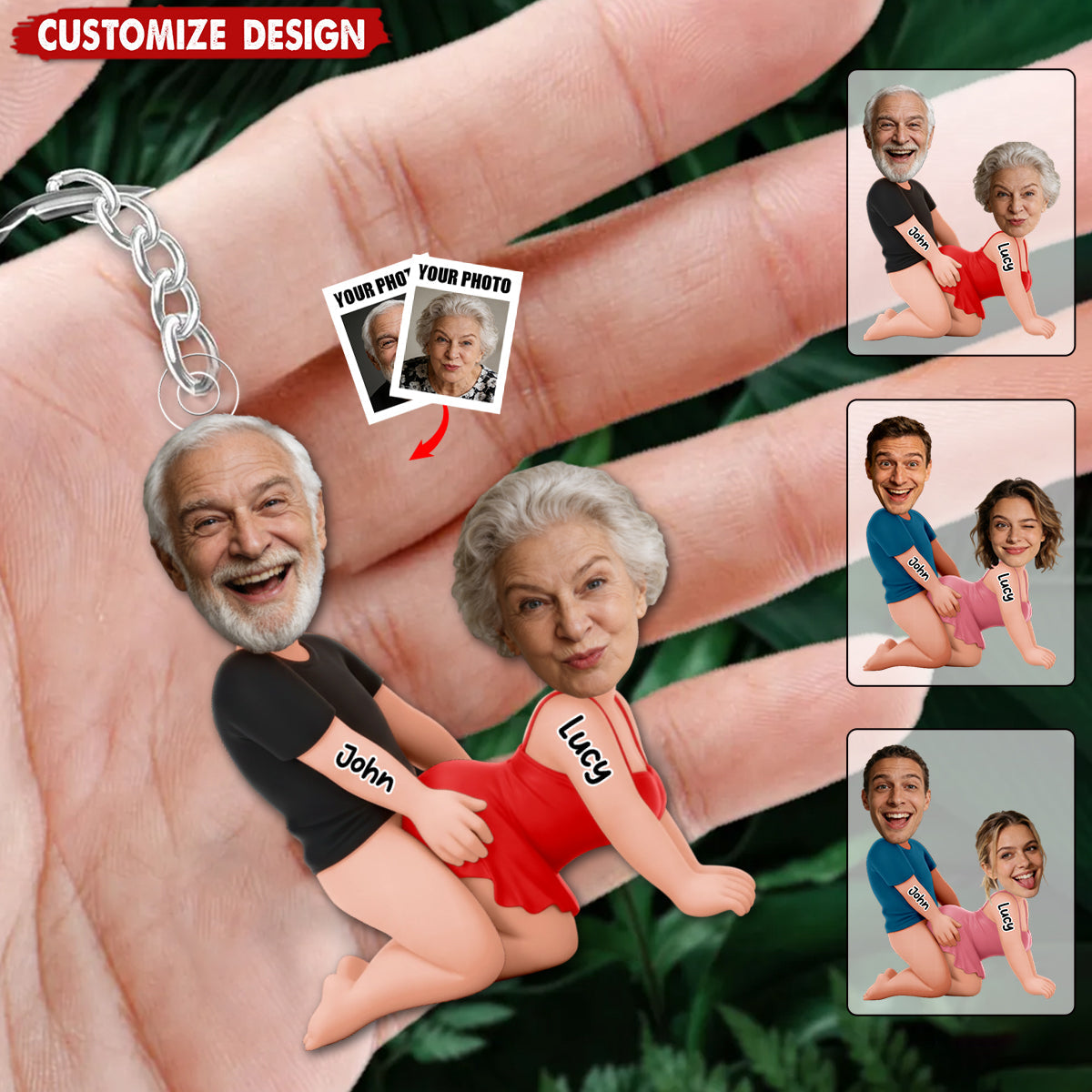 Naughty Couple Custom Photo - Personalized Acrylic Keychain - Valentine's Day Gifts For Couple