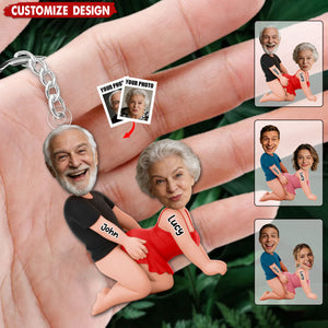 Naughty Couple Custom Photo - Personalized Acrylic Keychain - Valentine's Day Gifts For Couple