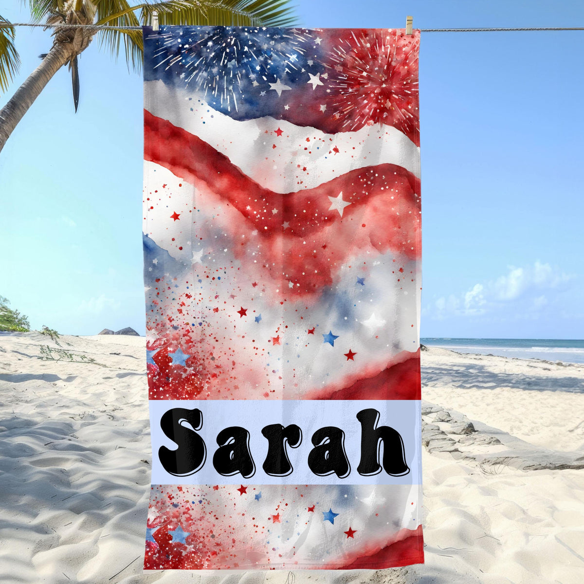 Patriotic Beach Towel, Custom American Flag Gift, Patriotic Gifts For Beach Travel, 4th Of July Celebration