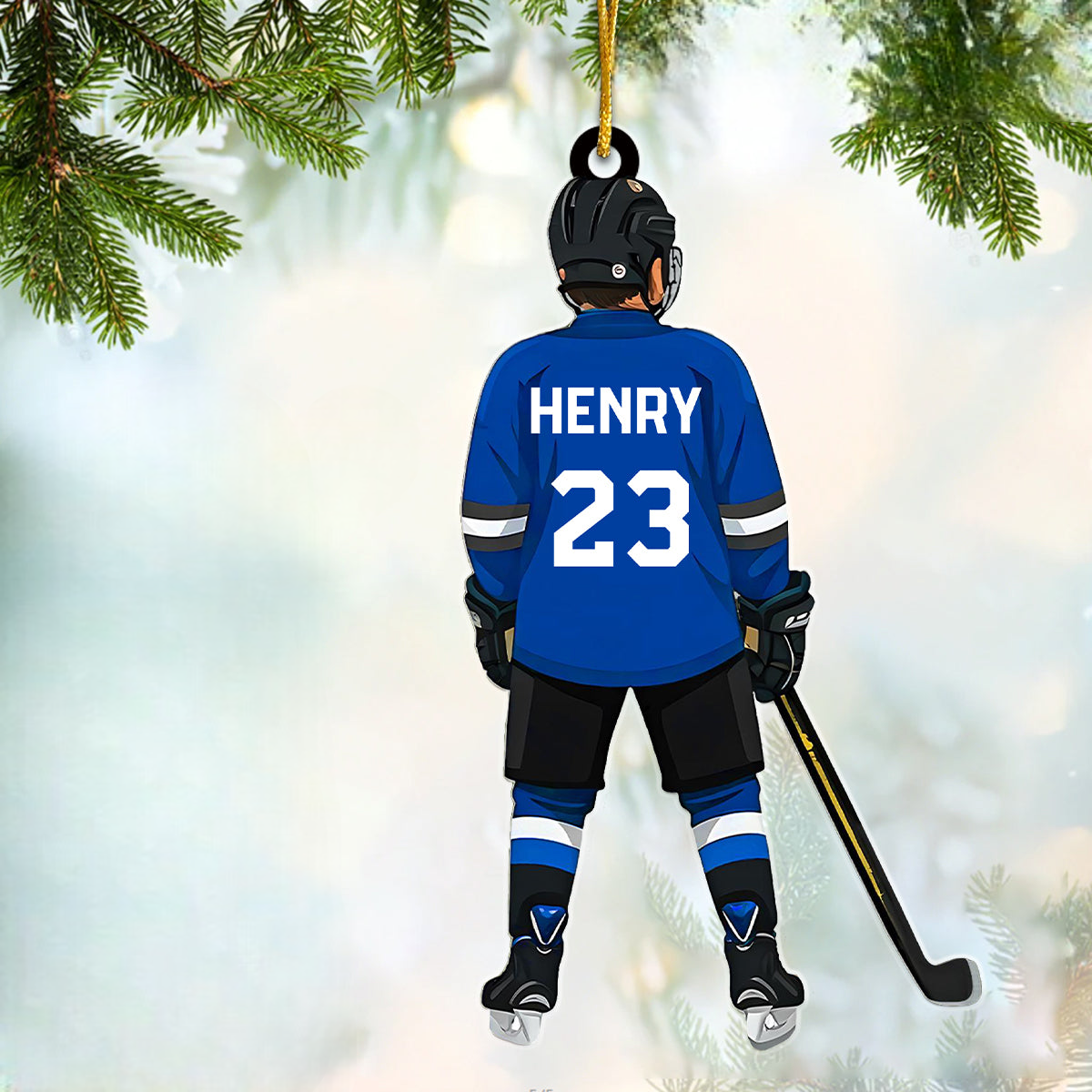Kid Hockey Player Personalized Christmas Ornament, Christmas Gift For Little Hockey Player