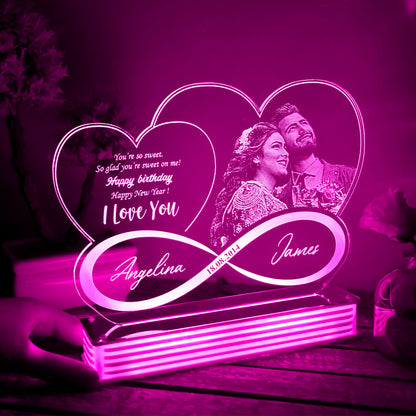 Personalized Photo Led Night Light, Eternity Love Lamp, Acrylic Night Light, Custom Bedside Lamp, Couple Gift, Wedding Gift, Memorial Gift