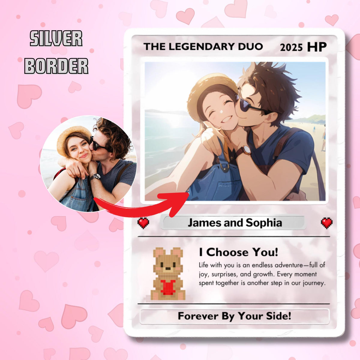 Custom Poke Card Inspired Collectible Gift, Custom Poke Cards, Anniversary Gift For Couple