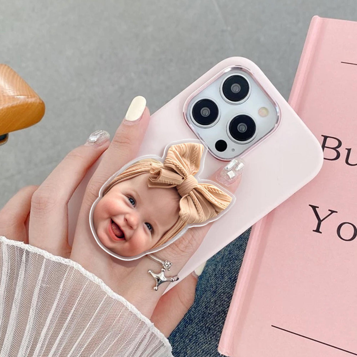 Personalized Baby Face Phone Grip Stand, Custom Funny Photo Phone Grip, Baby Photo Phone Grip Holder, Birthday Gifts, Phone Accessories