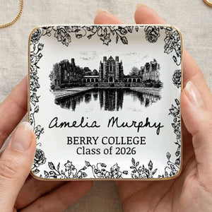 Vintage Toile Graduation Keepsake - Personalized Jewelry Dish