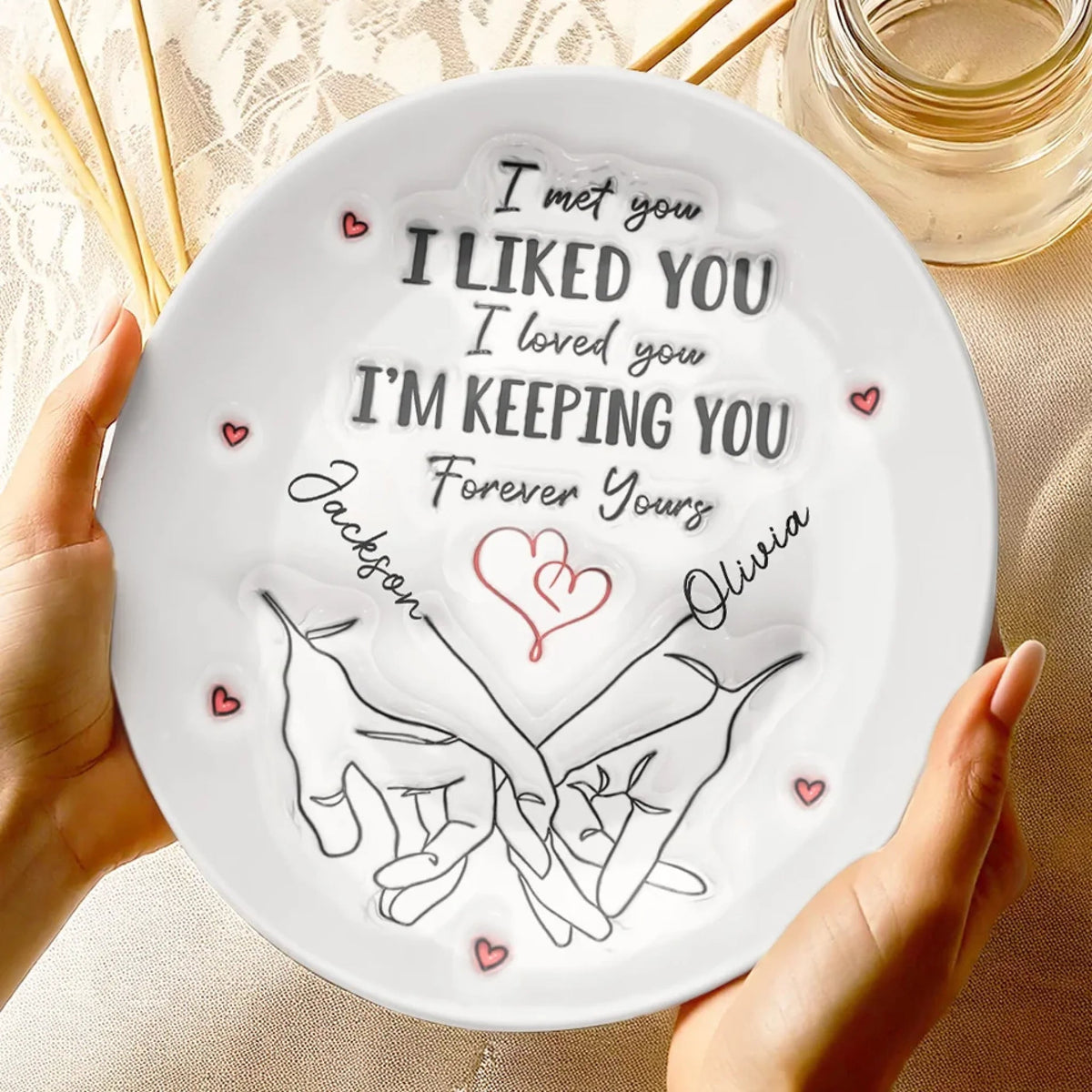 I'm Keeping You Forever Yours - Personalized Ceramic Plate - Gift For Couple, Husband Wife, Anniversary Gift