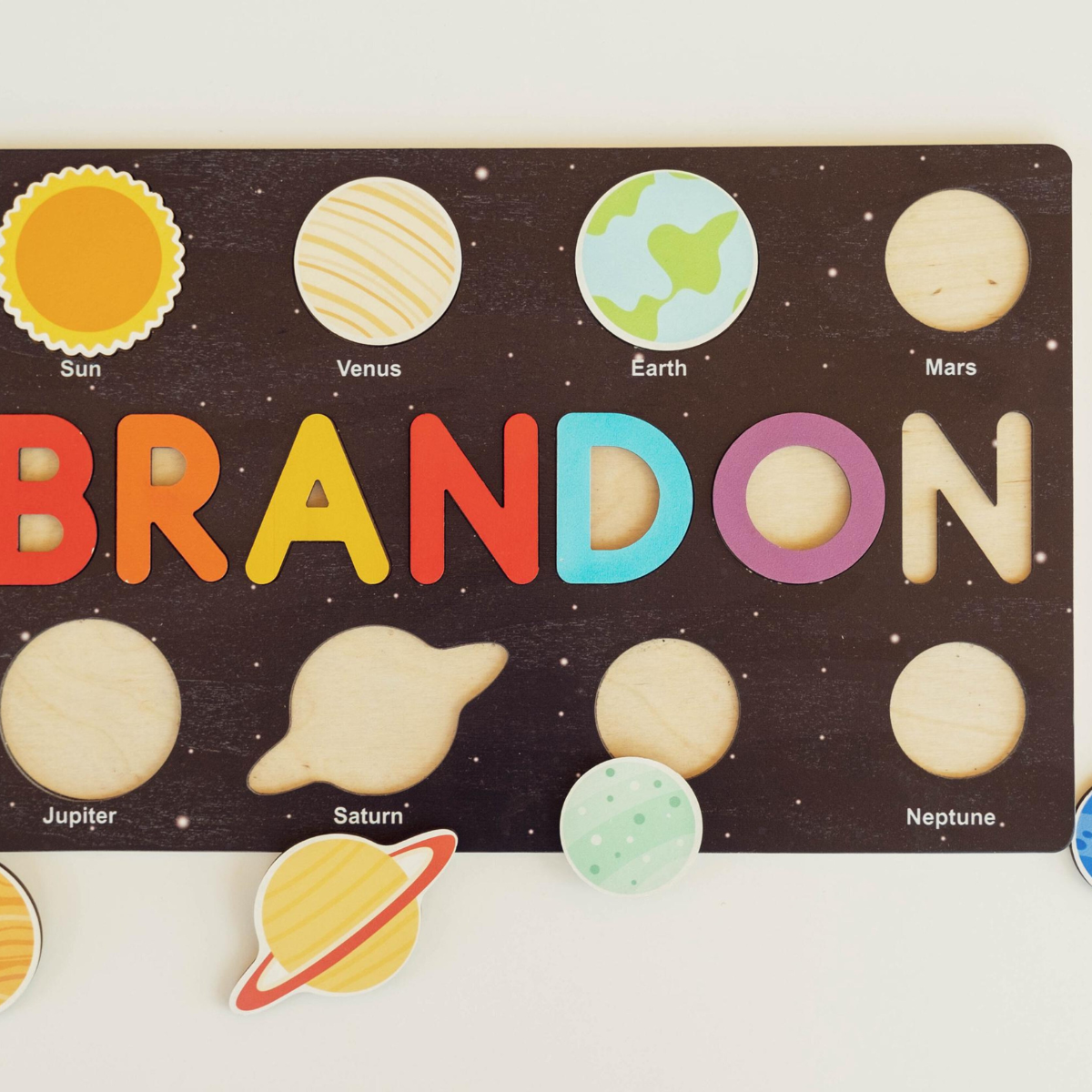 Solar System Wooden name puzzle, Baby Name Puzzle, 1st Birthday Gift For Kids, Baby Shower Gift, Nursery Decor, Easter Gift for kids