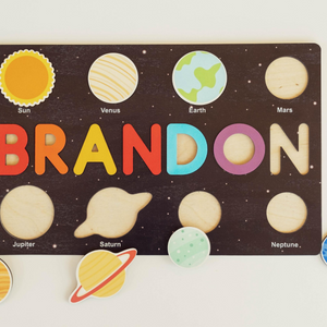 Solar System Wooden name puzzle, Baby Name Puzzle, 1st Birthday Gift For Kids, Baby Shower Gift, Nursery Decor, Easter Gift for kids