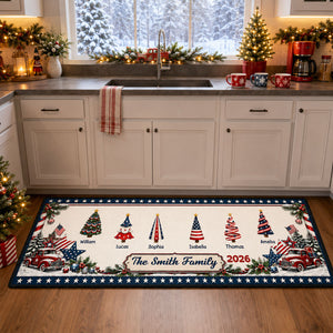 America Decorations Christmas Together Runner Rug, Personalized Holiday Kitchen Mat, Home Xmas Gift