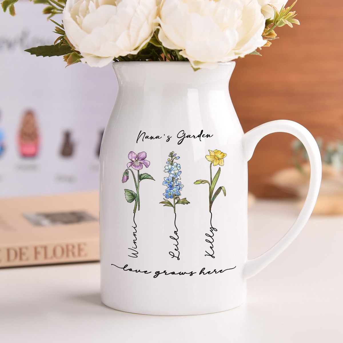 Personalized Grandma's Garden Vase, Garden Flower Vase, Mother's Day Gift, Family Name Flower, Gifts for Grandma, Nana, Nanny, Mom Gift