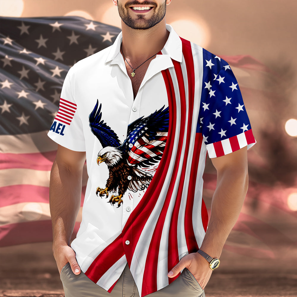 Custom Name American Pride Patriotic 250th Anniversary Eagle Hawaii Shirt