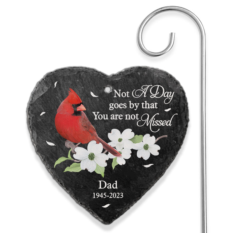 Not A Day Goes By That You Are Not Missed Memorial Cardinal & White Flowers - Personalized Garden Stake - Memorial Gift