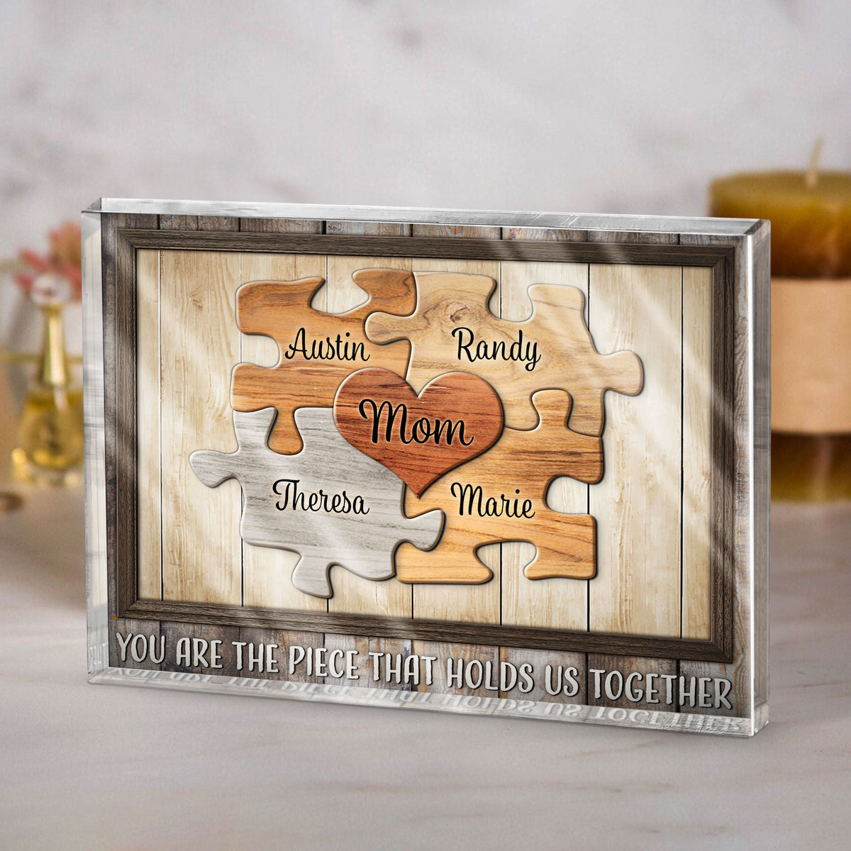 Mom Puzzle Piece - Personalized Acrylic Plaque - Gift For Mom, Mother's Day, Birthday Gift