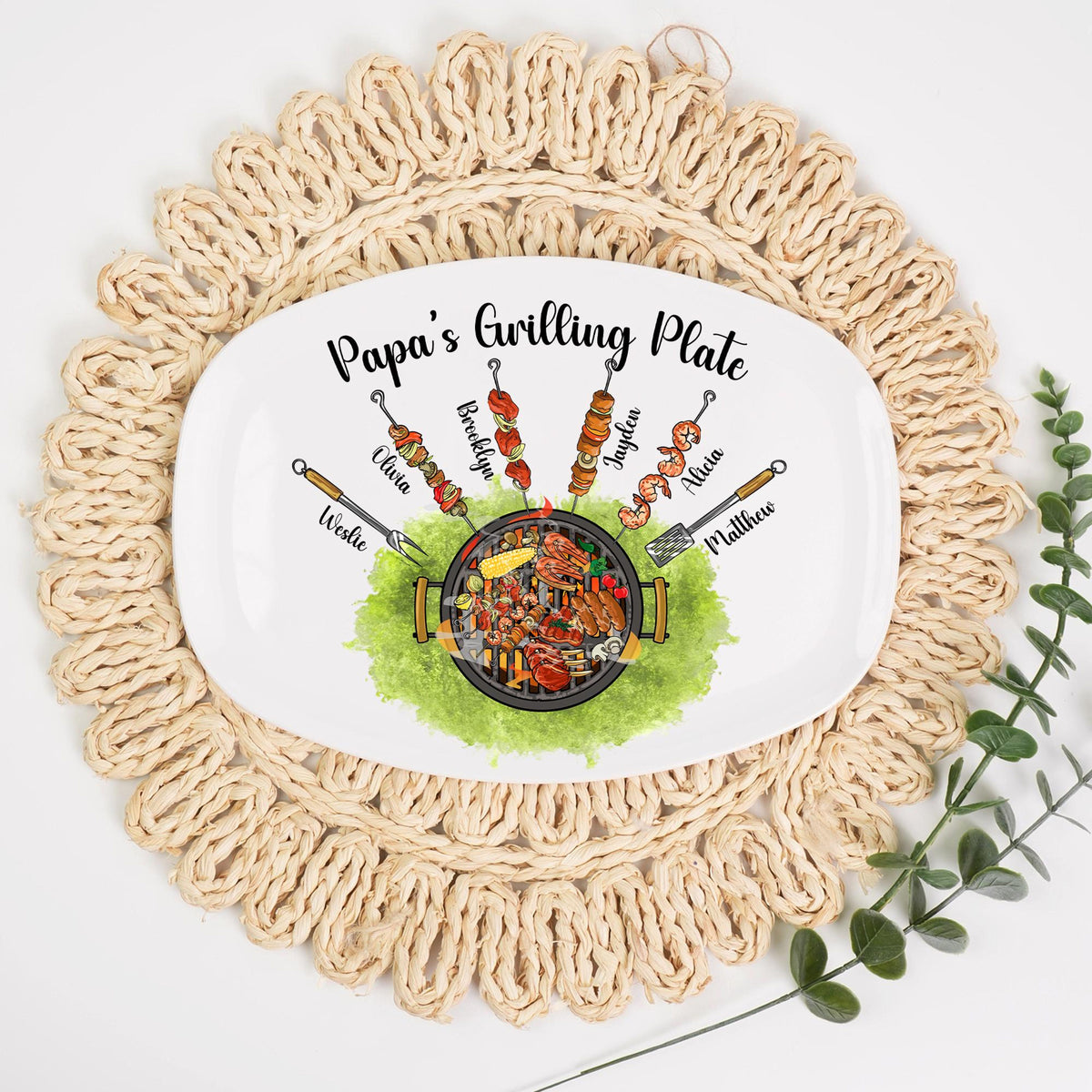 Custom Grandpa Grilling Platter, Grilling Plate Papa With Kids Names, BBQ Platter Papas Gift, Papa Gift, Gift from Grandkids