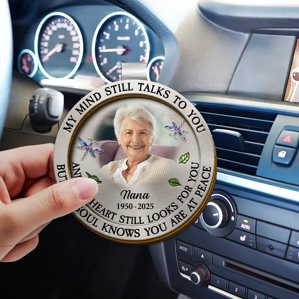 My Mind Still Talks To You Memorial Photo - Personalized Car Visor Clip - Memorial Gift