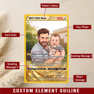 Custom Poke Card Father's Day Car Visor For Dad, Personalized Trading Card Style Car Visor Picture Holder, Dad And Kid Portrait Car Visor Clip