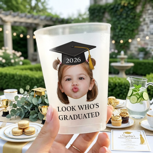 Look Who's Graduated Custom Photo Frosted Cup, Class of 2026 Graduation Gift, Graduation Drinkware, Senior Night Cup
