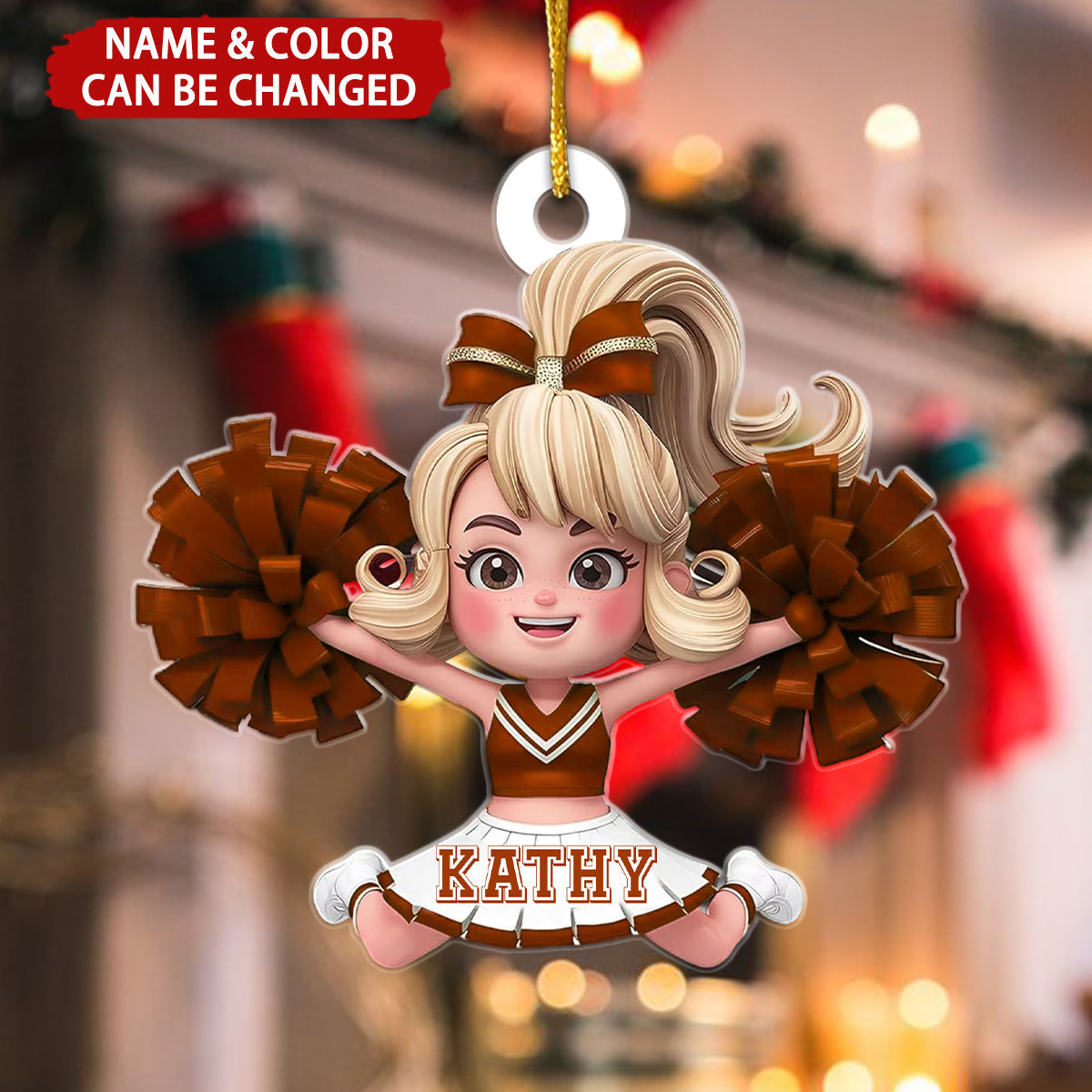 Cartoon Cheerleader Girl - Personalized Acrylic Ornament - Christmas Gift For Girls, Cheerleading Team Members