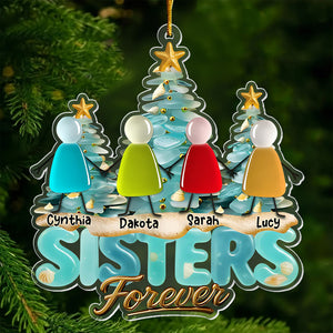 Besties Forever Personalized Sea Glass 3D Effect Ornament For Best Friend