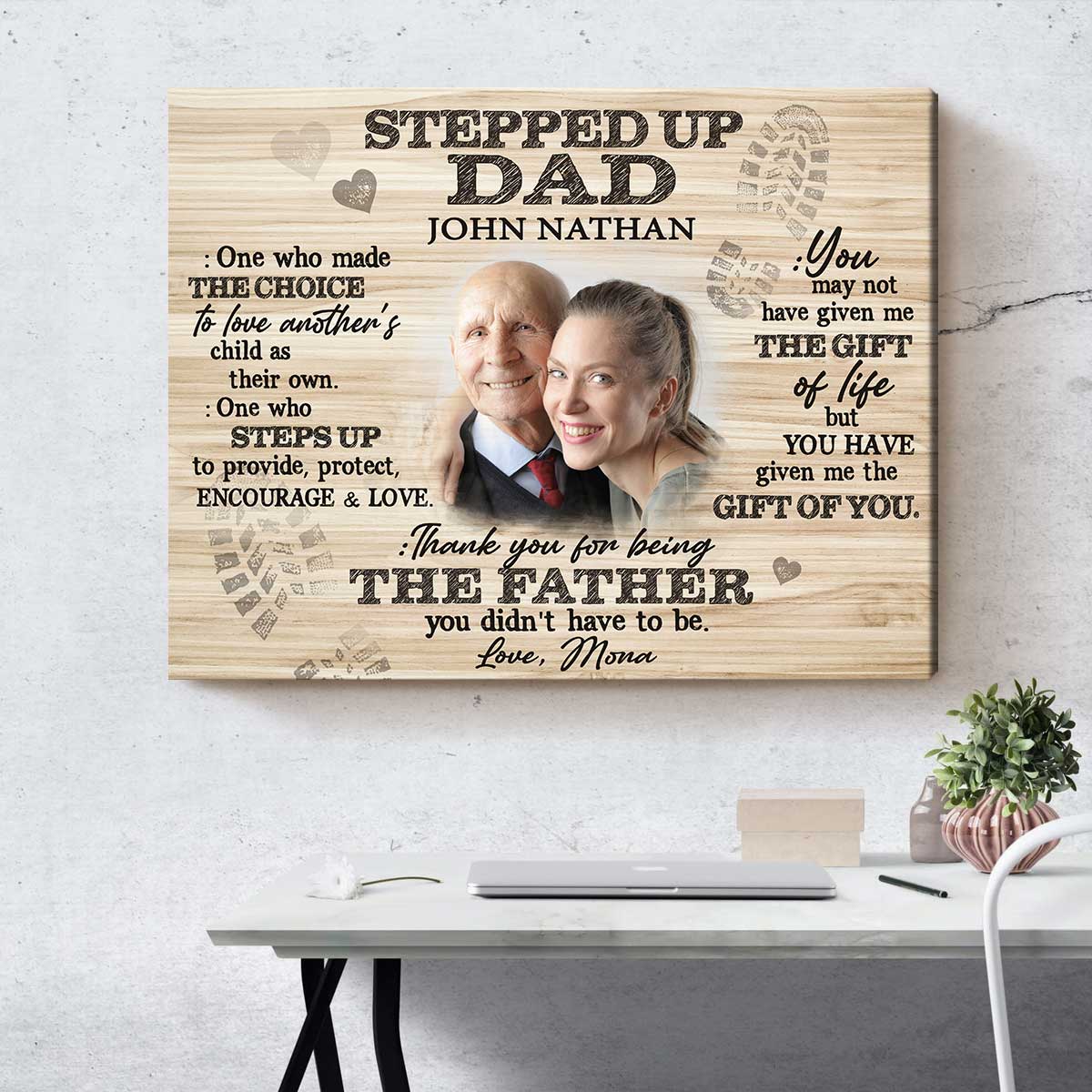 Thank You For Being The Father You Didn't Have To Be - Personalized Canvas - Gift For Step Dad, Bonus Dad, Father's Day, Birthday Gift