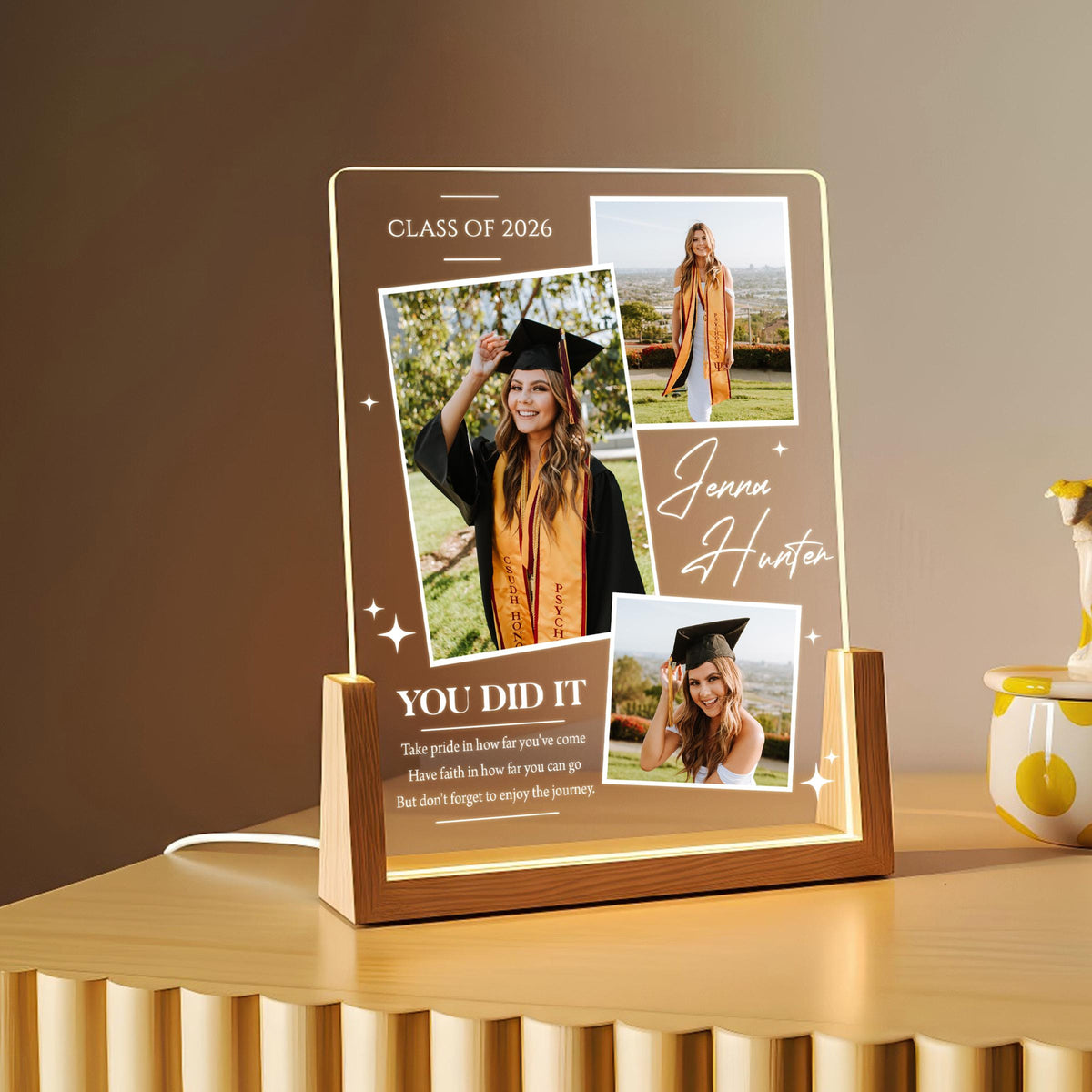 Personalized Graduation Photo Collage Lamp, Custom Class of 2026 Gift, Graduation Gift