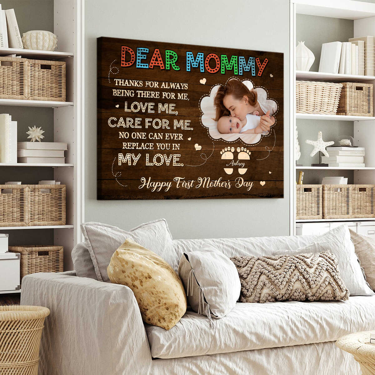 Dear Mommy Thanks For Always Being There, Personalized 1st Mother's Day Canvas, Dear Mommy Photo